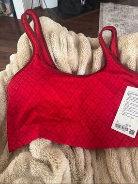 lululemon athletica Red Textured Diamond-Pattern Mesh Tennis Tank